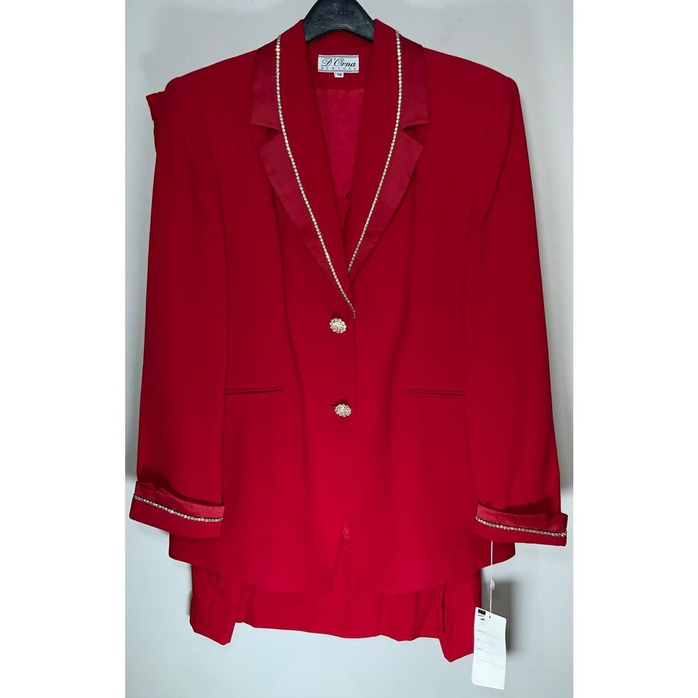 Vintage 90s red evening suit set size 18